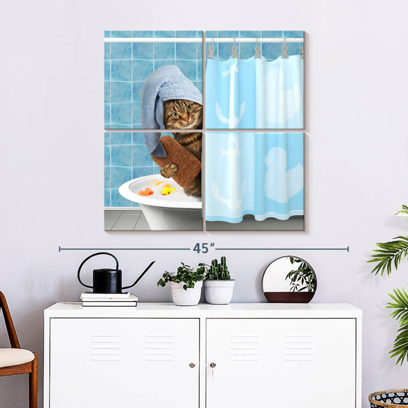 Ketti Funny Bathing Cat, 32" H x 32" W