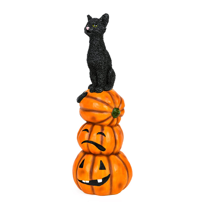 Pile d'Halloween chat noir et citrouilles