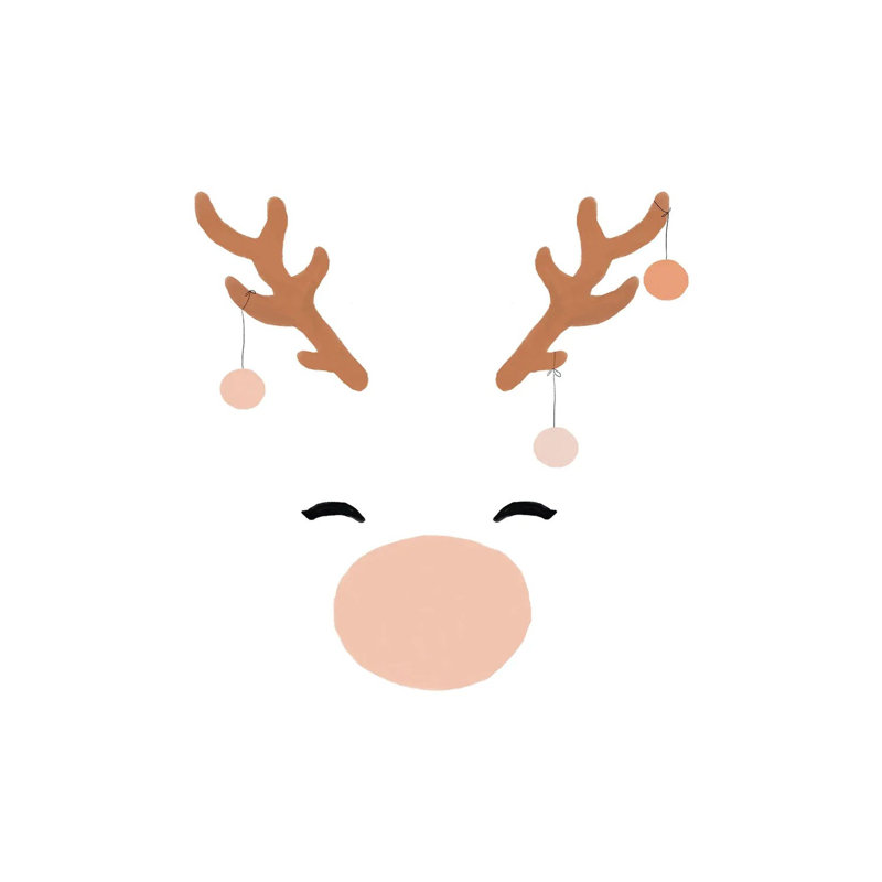 Deer And Baubles - Wrapped Canvas Painting, 66.04 cm H x 66.04 cm W x 1.91 cm D