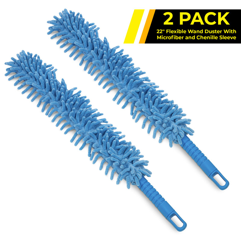 Plumeau à baguette flexible 22 po avec microfibre et manchon en chenille, paquet de 2