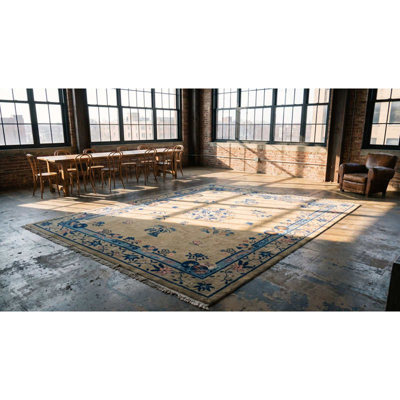 Antique Chinese Floral Medallion Design Room Size Peking Rug