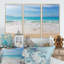 «White Waves Kissing Beach Sand - Sea & Shore», ensemble de 3 toiles murales encadrées-967017638-967017639