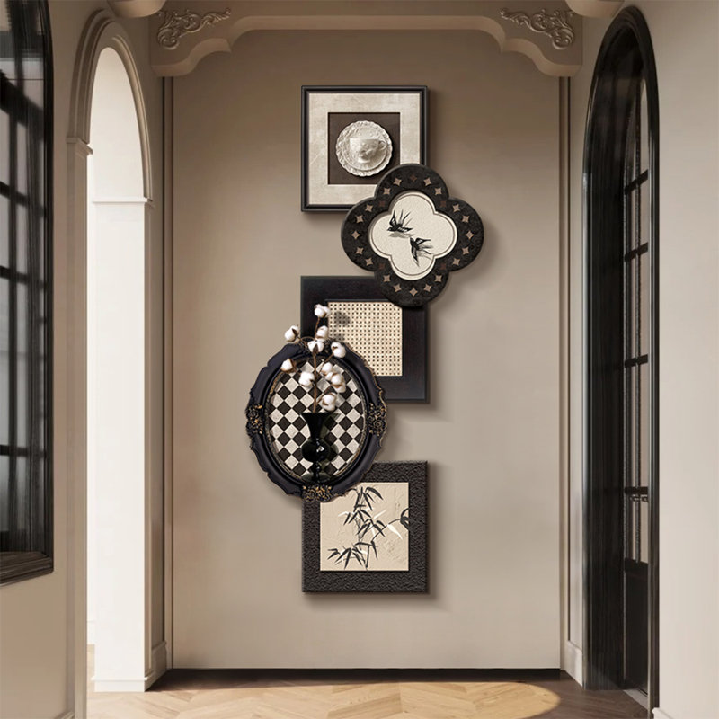 Art mural noir et blanc en grès, H 39,37 po x l 18,5 po