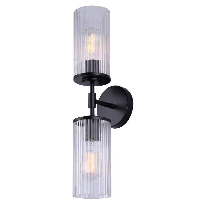 KINSLEA 4.75 In. 2 Light Vanity With Glass Shade, Clear, Matte Black