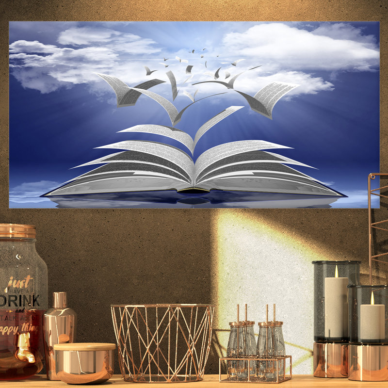 " Book Pages Skyward ", 12" H x 20" W x 1" D, Wrapped Canvas