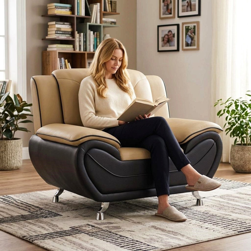 Ensemble de canapé de salon en simili cuir reconstitué 3 pièces Modern