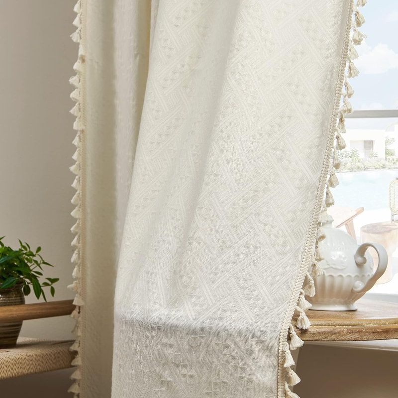 Rideau semi-transparent en polyester 2 panneaux Boho, L 52 po x L 96 po