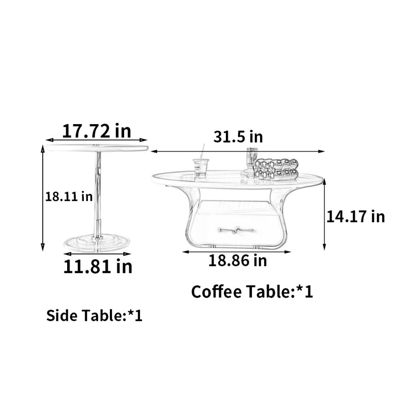 Ensemble de tables basses rondes de style crème, Crème, crème