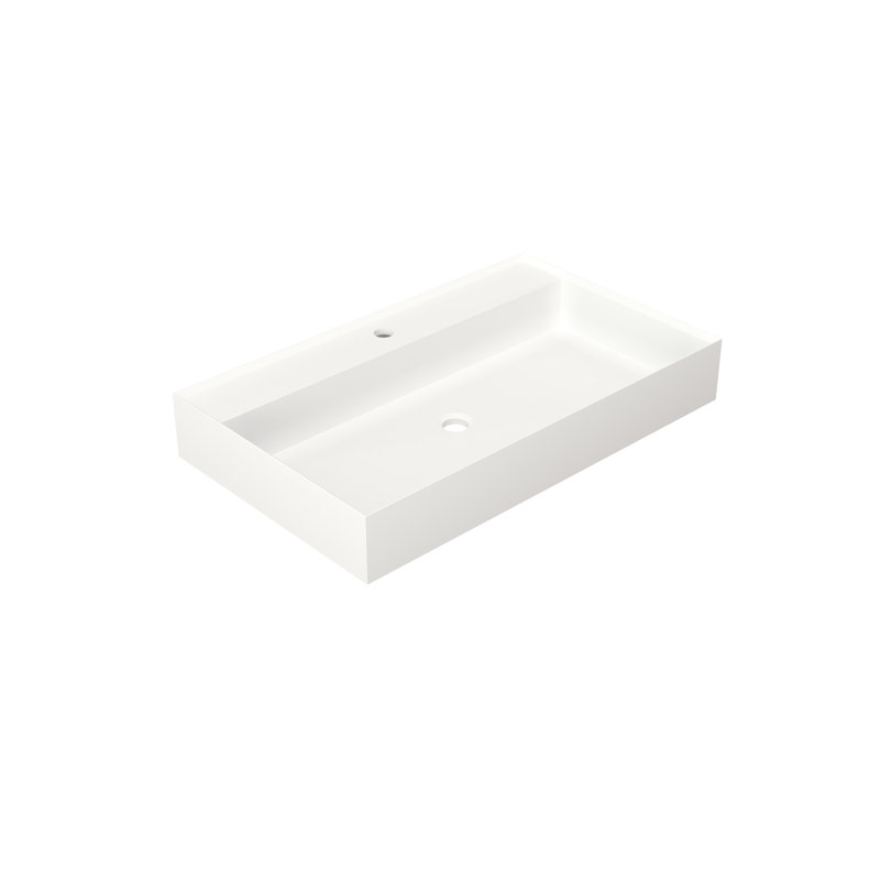 Solid Surface Stone Resin Bathroom Basin - Matte White, 18.36 In Width, 32.02 Depth, 4.64 Height, 34.1 Lb, Adapts To Any Design, Surface, Multiple Installation Types, Elegant And Timeless,