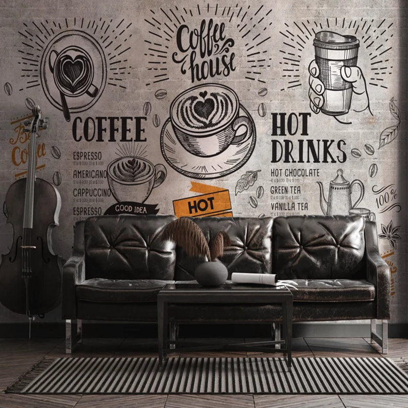 Série d'art mural Coffeehouse - menu rétro, L 96 po x l 108 po