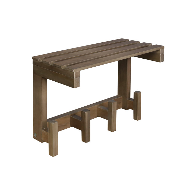 100% Solid American Hardwood Floating Wall Mounted Hook With Shelf - Autumn Grey