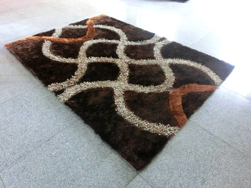 Tapis à poil long brun, Rectangle 10 pi x 13 pi
