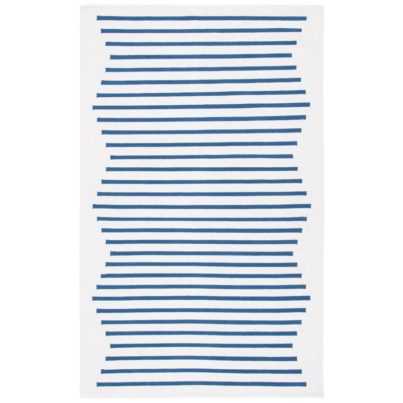 Tapis rayé en coton tissé à la main Estruch, Rectangle 9 pi x 12 pi