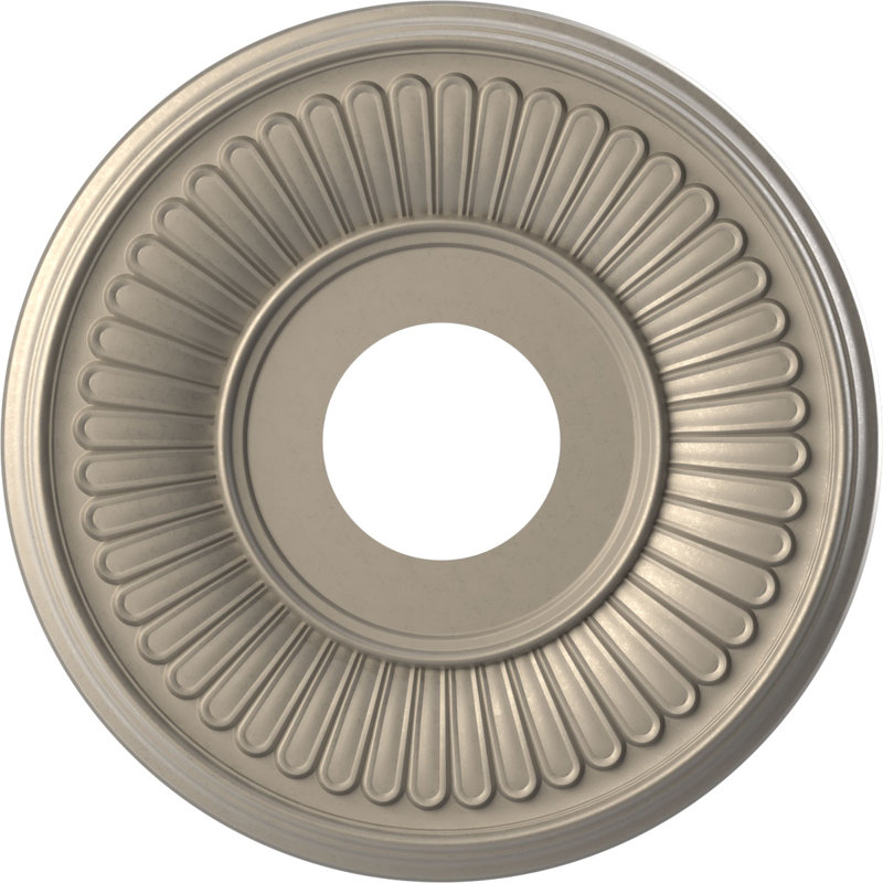 Médaillon de plafond Berkshire en PVC thermoformé, Argent métallique métallique, H 13 po x l 13 po x P 0,75 po