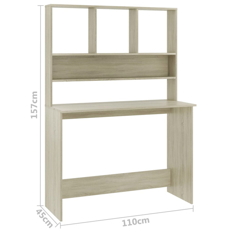 Charlsea Desk Computer Desk Home Office Desk with Bookshelves Engineered Wood, Sonoma Oak