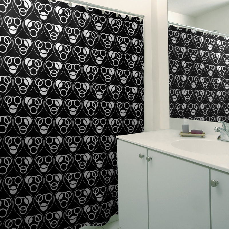 Rideau de douche simple cercles et vagues classic, Noir