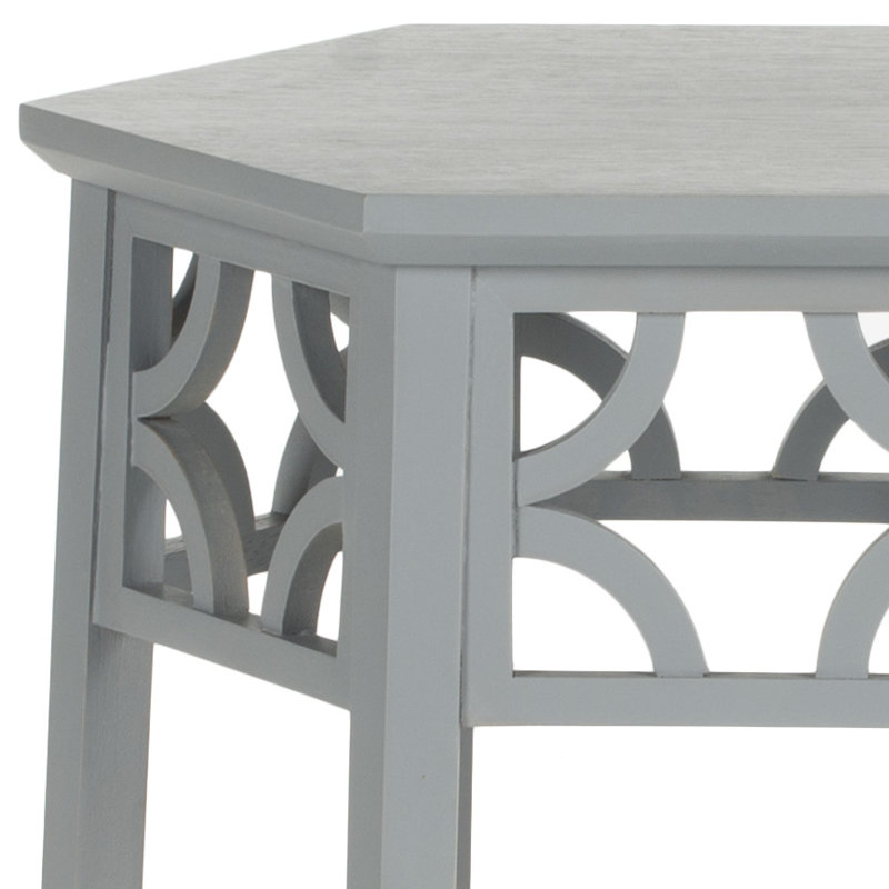 Shirlee Solid Wood End Table, Pearl Blue Grey