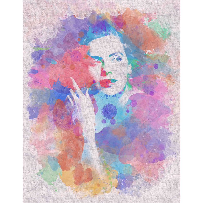 Décalcomanie murale amovible greta garbo aquarelle, H 24 pi x l 18 pi