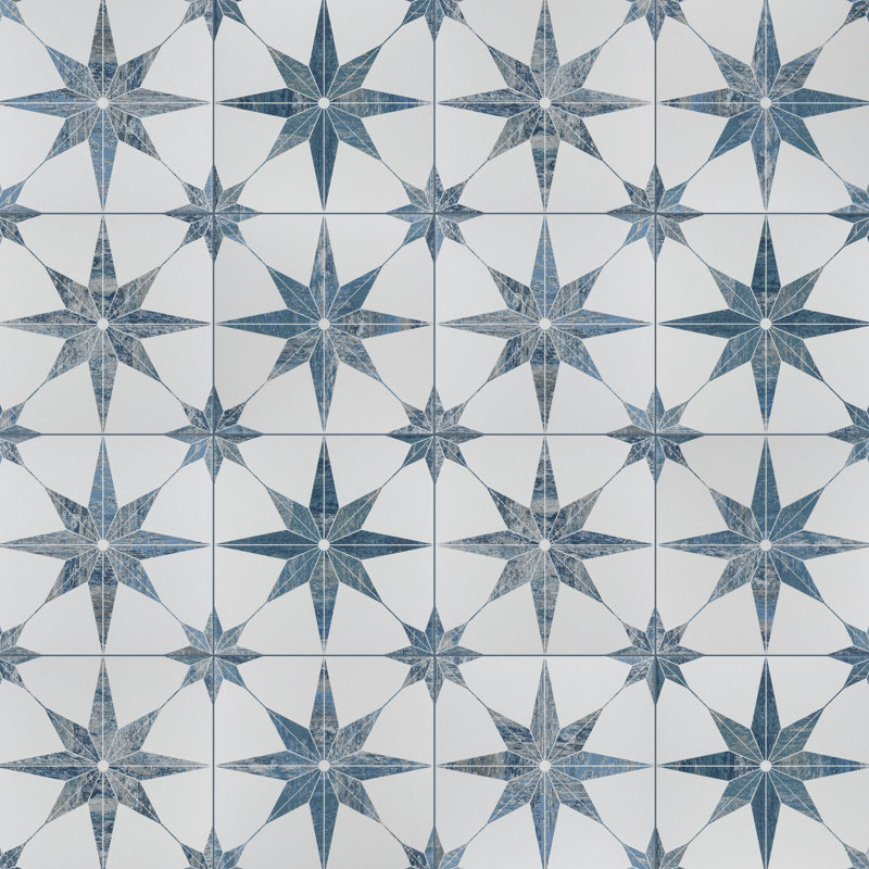 Carreau de porcelaine à motif de murs et de planchers 10 "x 10" Cassis Stella, Bleu