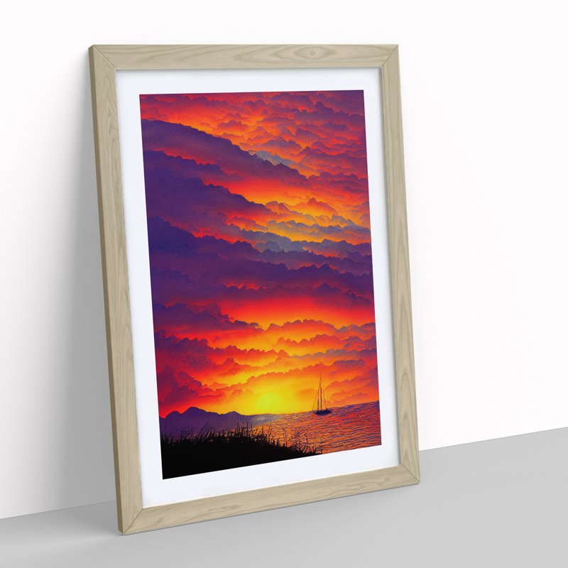 Sacred Ocean Sunset - Framed Print, 64cm H x 46cm W x 2cm D, Oak