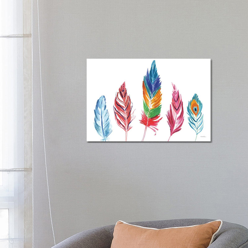 Rainbow Feathers IV by Farida Zaman - Wrapped Canvas Painting, 66.04 cm H x 45.72 cm W
