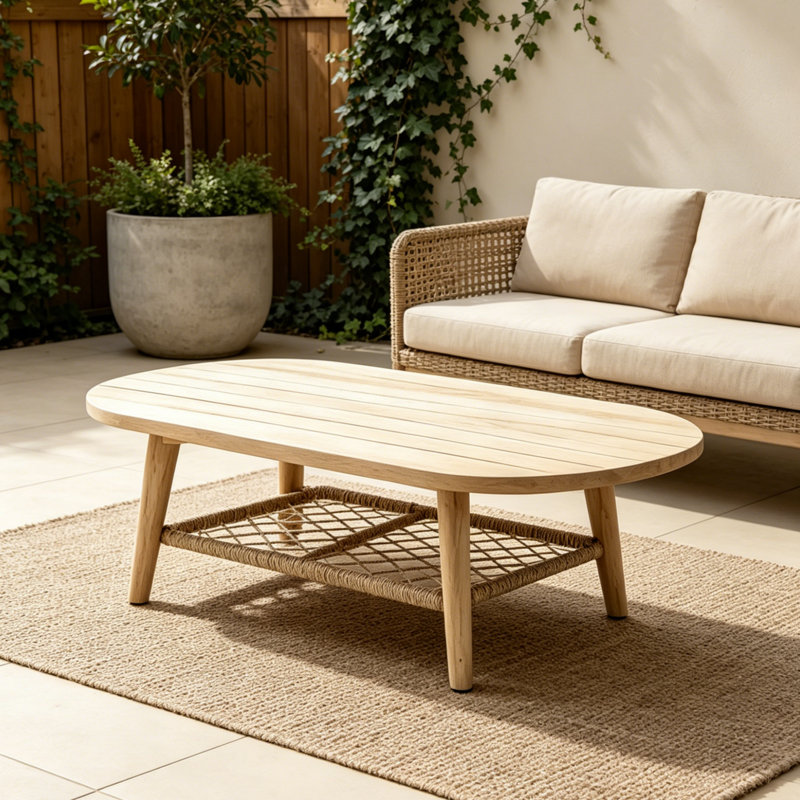 Table basse ovale d'extérieur