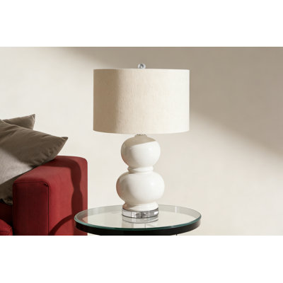 Lighting, 25"h, Cream Ceramic, Ivory / Cream Shade, Contemporary