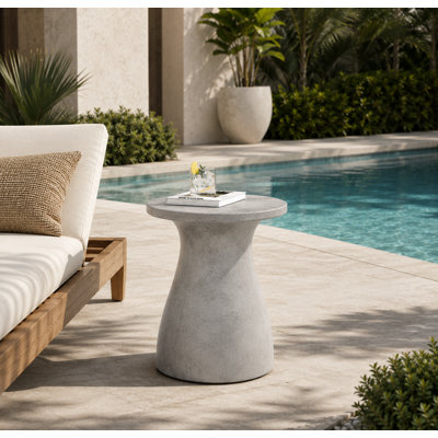 Zion Lightweight MGO Patio Side Table, Patio Garden Stool Coffee End Table,decorative Garden Stool For Patio,or Balcony ,lightweight Concrete Material, Light Cement