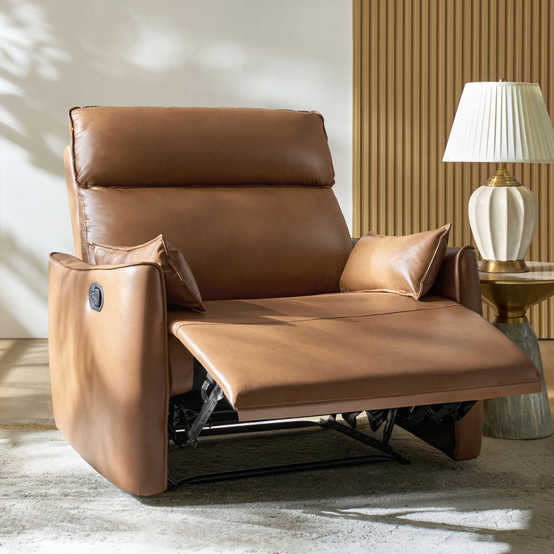 Alanson 43.5'' Faux Leather Oversized Manual Recliner, Brown