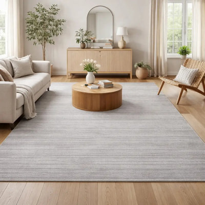 Tapis | Tapis tissé à la main ivoire en laine et bambou