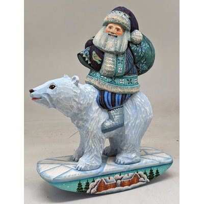 Figurine de chef-d'œuvre d'ours polaire sculpté en bois