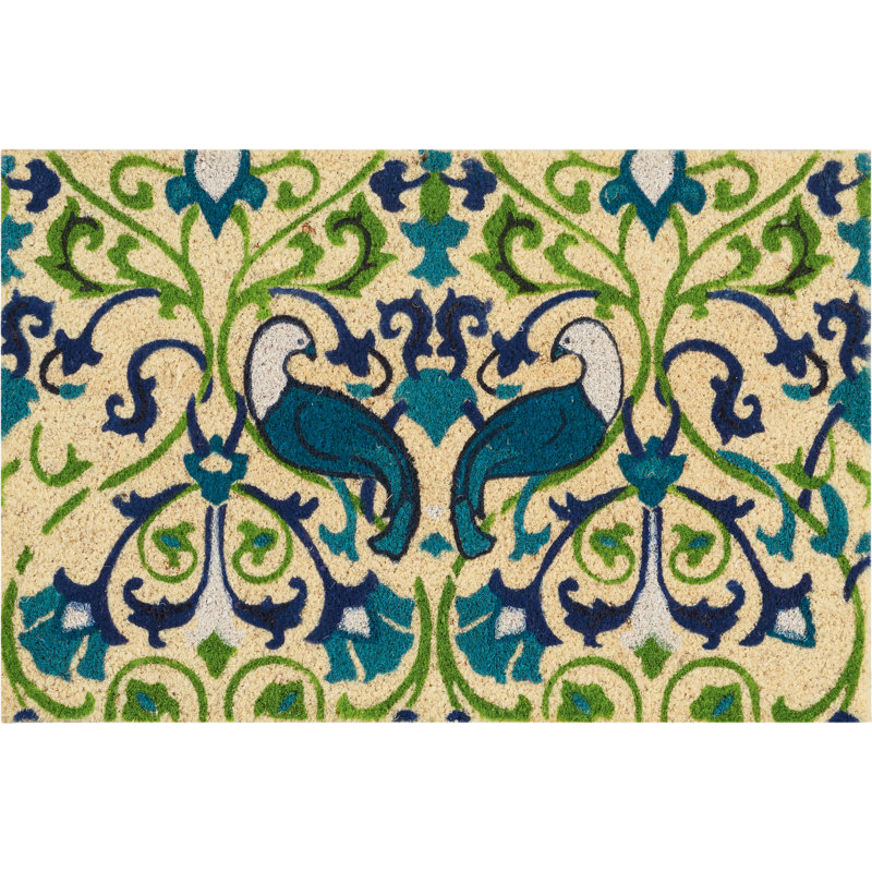 Hugoton Non-Slip Outdoor Doormat, Rectangle 1'6" x 2'4", Aqua Blue