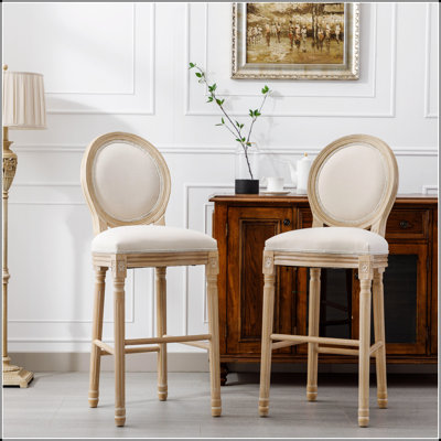 Ensemble de 2 tabourets de bar en bois avec siège rembourré French Country