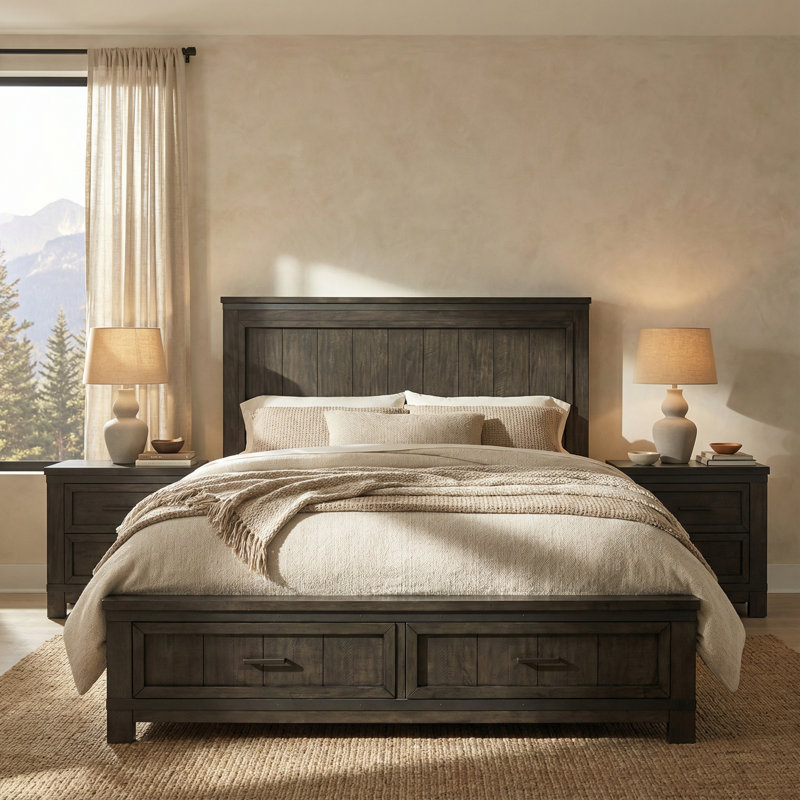 Ensemble de chambre avec grand lit et deux tables de chevet Lexee, Grand