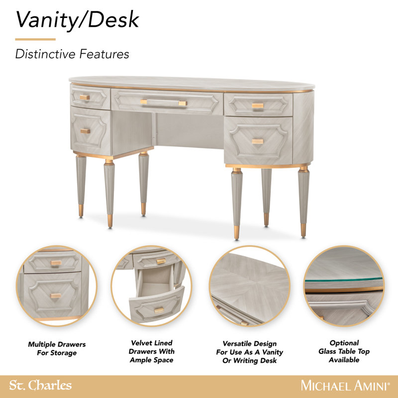 St. Charles Vanity Desk - Dove Gray