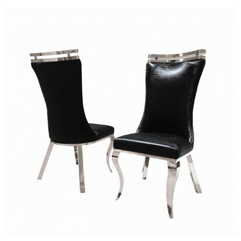 Ensemble de 2 chaises d'appoint Ludgera, Noir, noir, noir, noir, Chrome chrome