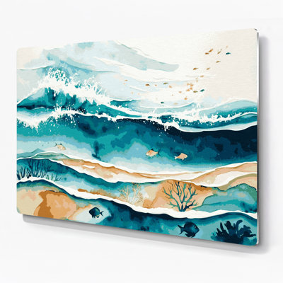 Hawaiian Lagoon Waters Beige Metal Wall Art