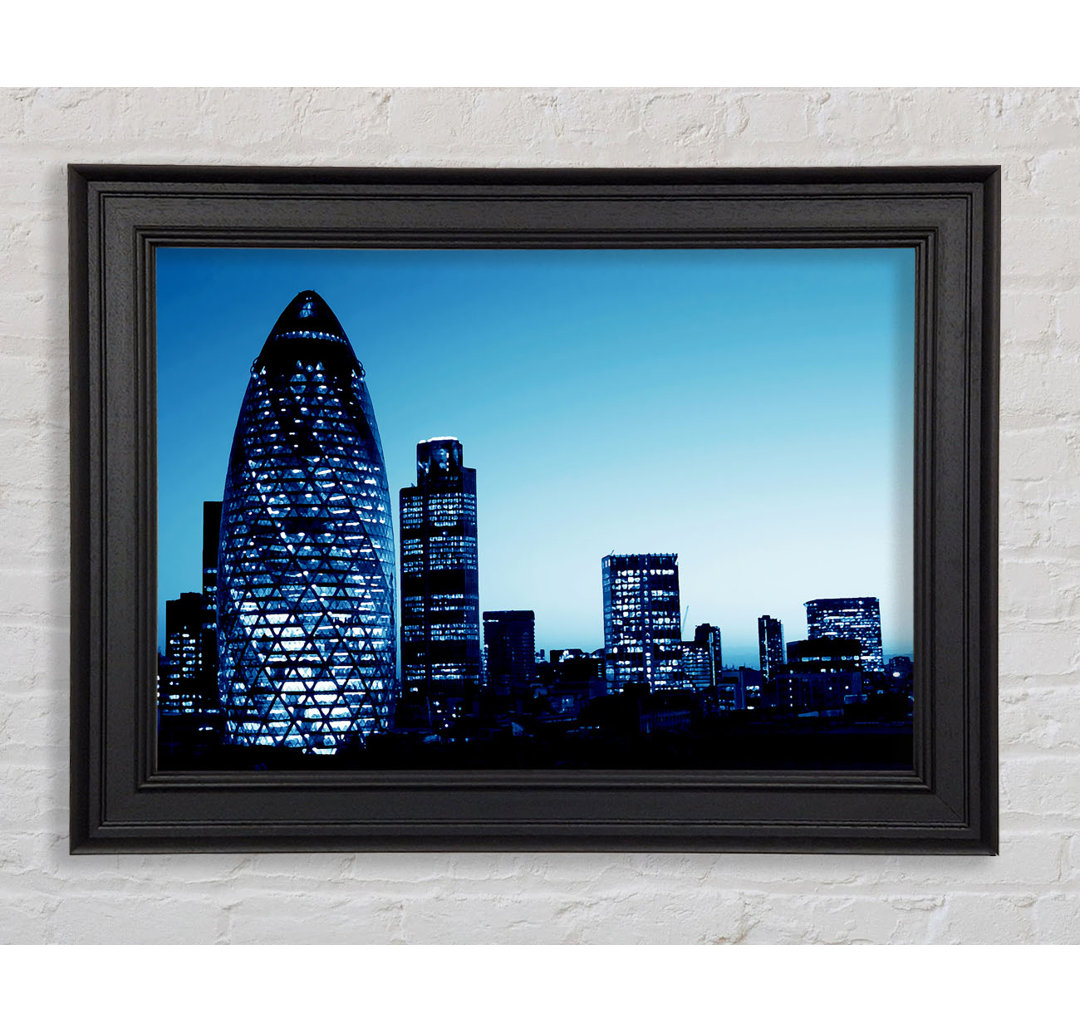 Gerahmtes Leinwandbild London The Gherkin Blue Cast