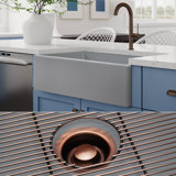 Luxury 33" L x 20" W Dual Mount Kitchen Sink with Basket Strainer