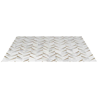 Vara Calacatta Polished Marble And Brass Mosaic
