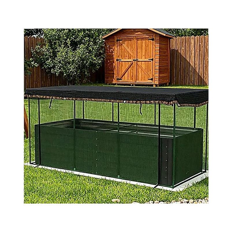Raised Garden Bed,Galvanized Steel Planter Box with Crop Cage and Shade Cloth, 43.3" H x 90.5" W x 43.3" D, Dark Green