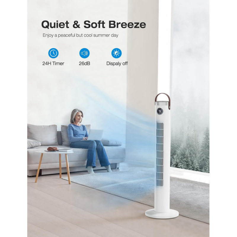Ventilateur tour 46 po avec télécommande, minuterie 24H, 3 vitesses, 3 modes d'affichage à DEL Wenty