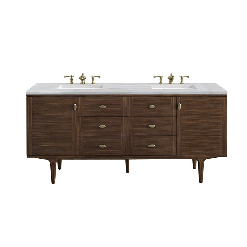Amberly 60" Double Bathroom Vanity Set, Charcoal Soapstone, 8" Widespread, 72"