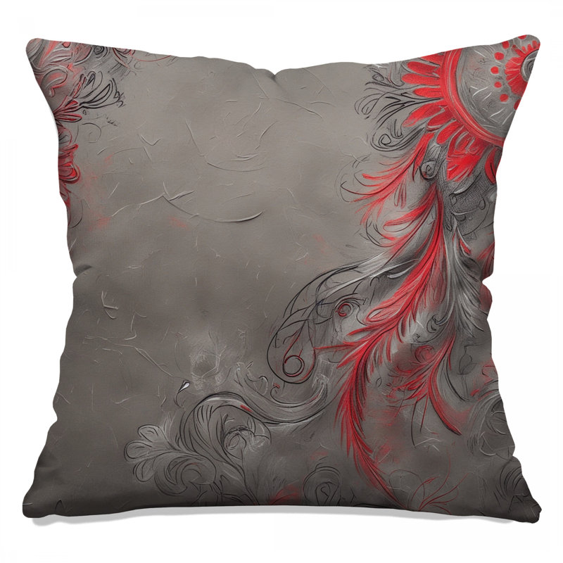 Coussins décoratifs à double face rouge et gris, 18 po x 18 po