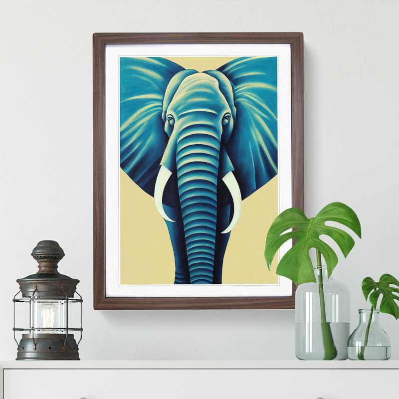 Majestic Elephant - Framed Print, 46cm H x 34cm W x 2cm D, Walnut