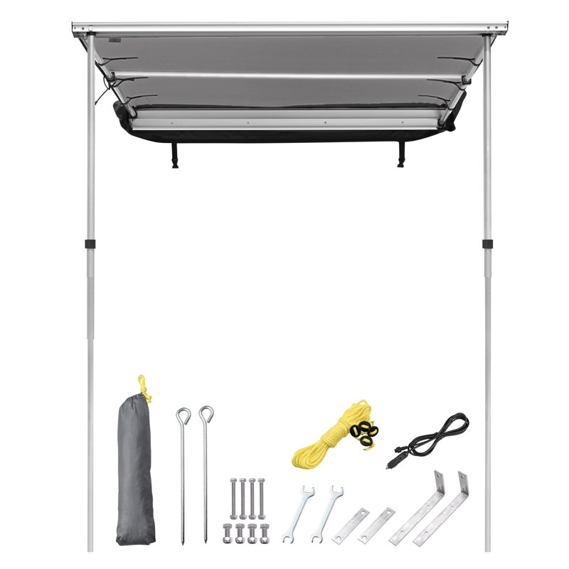 Yescom Fabric, Metal Cover Retractable Side Awning, 78.74" H x 55.12" W x 44.88" D, Gray