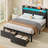 Modern Upholstered Platform Bed with Storage, Headboard, USB Charging Station & LED Lights-1449381661-1449381663-1464360063