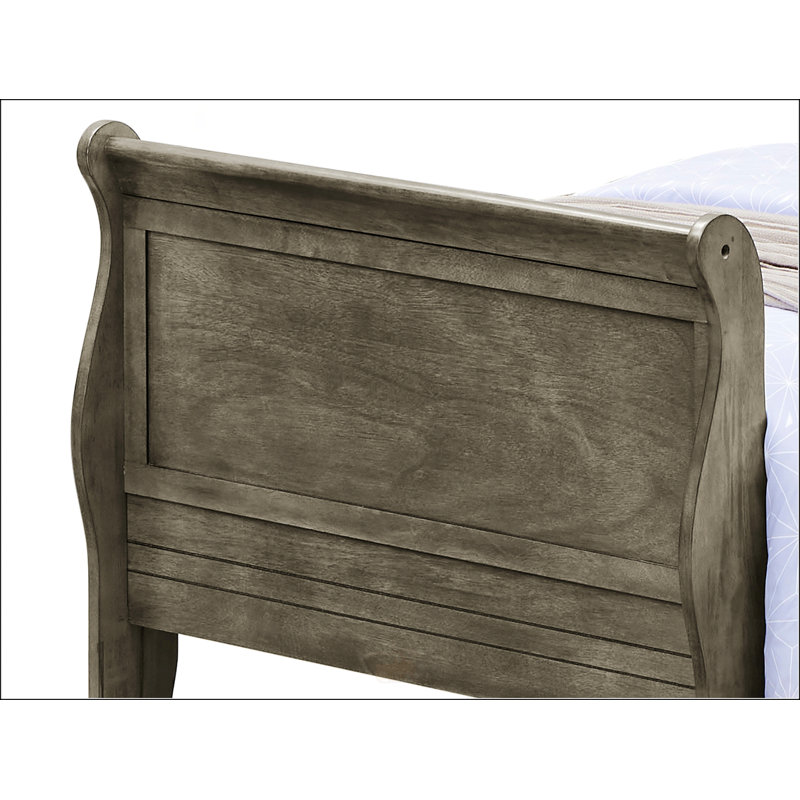 Lit simple traditionnel gris, Gris, Lit simple