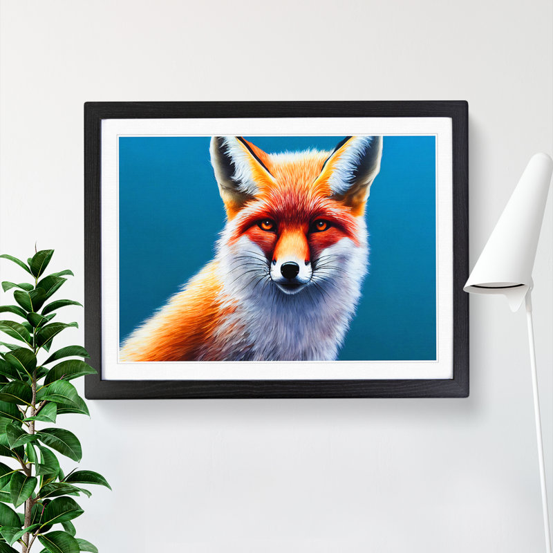 Fierce Fox - Single Picture Frame Print, Black, 34cm H x 46cm W x 2cm D
