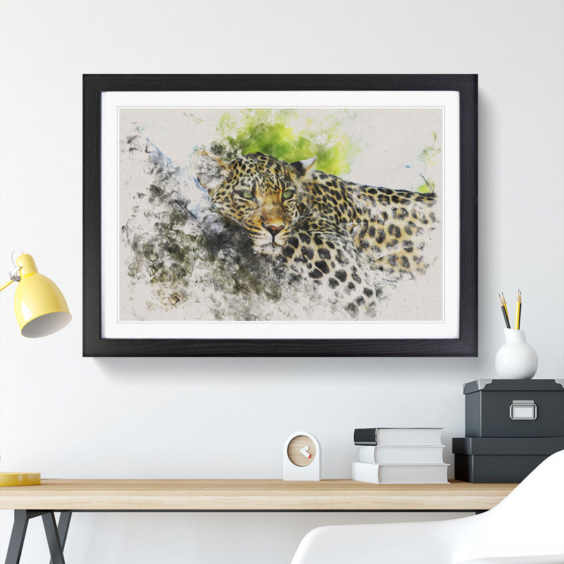 Leopard Vol.2 - Picture Frame Graphic Art, 36cm H x 48cm W x 2cm D, Black Framed